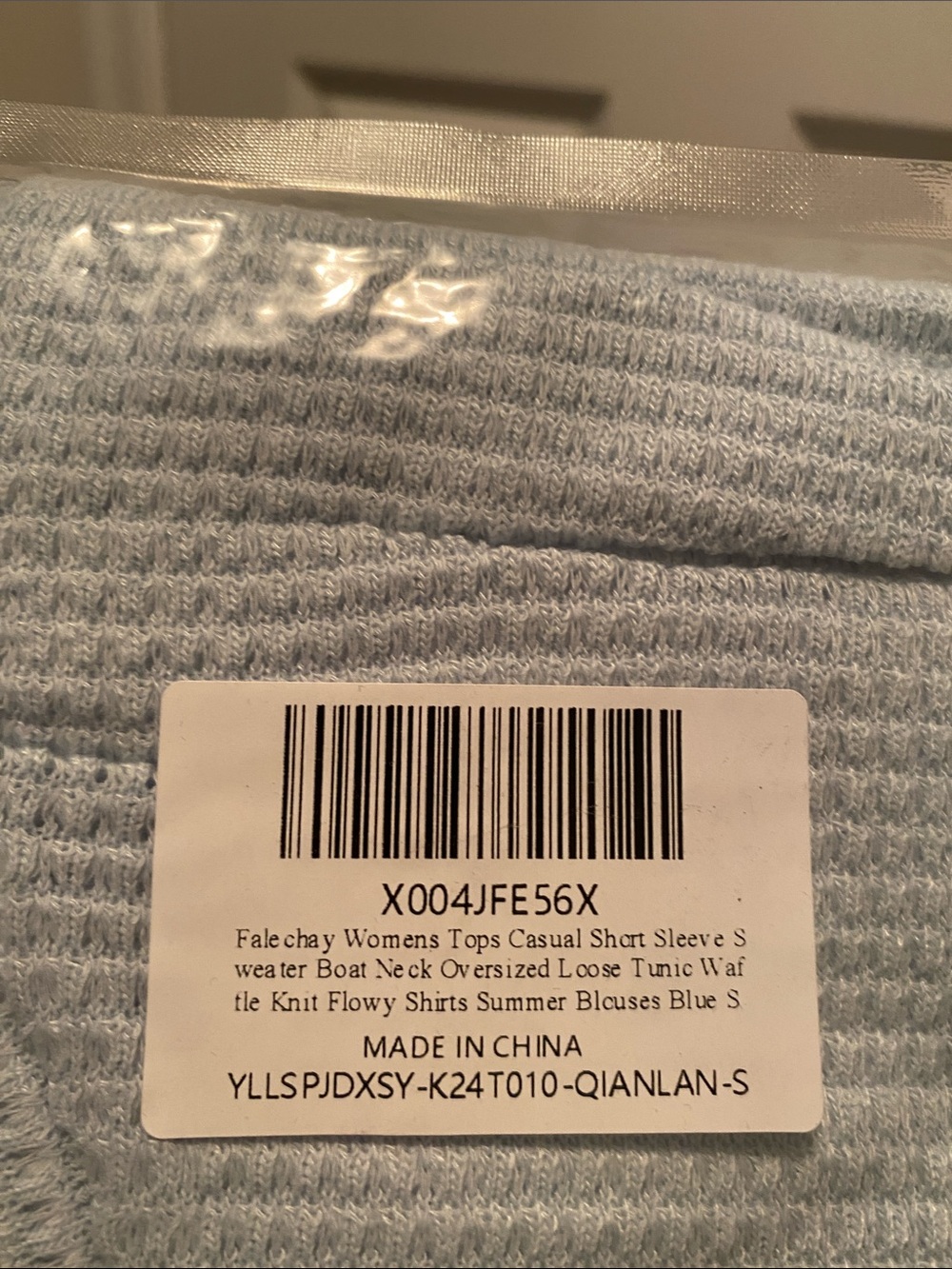 Falechay V-Neck Lace Insert Waffle Knit Oversized Top… size S - Picture 6 of 6